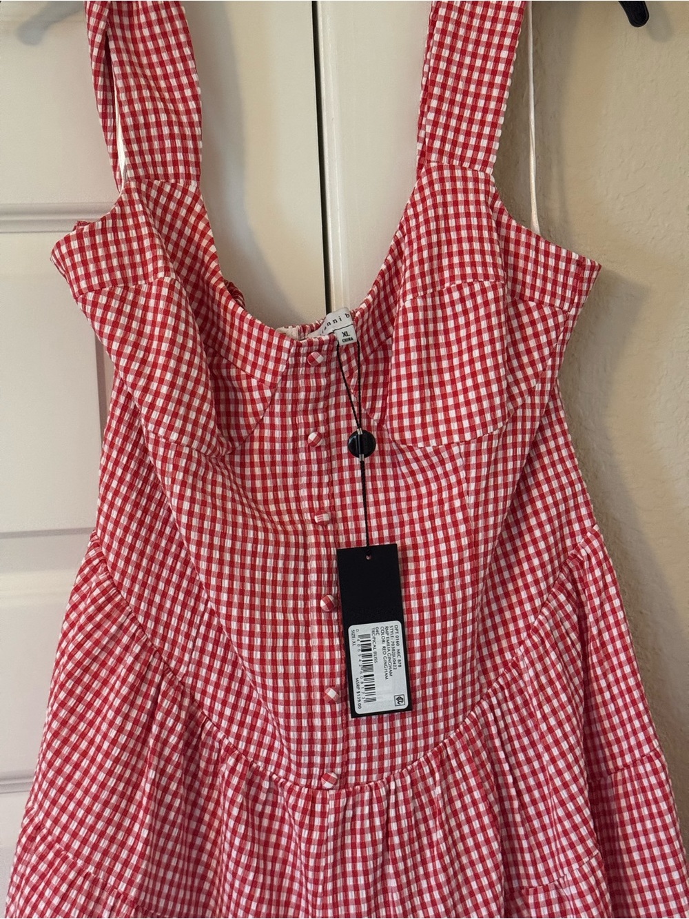 Red Gingham Sundress with Button Front